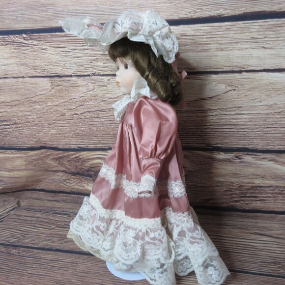 Vintage Porcelain 16" Doll with Victorian Dress & Bonnet - Picture 6 of 8